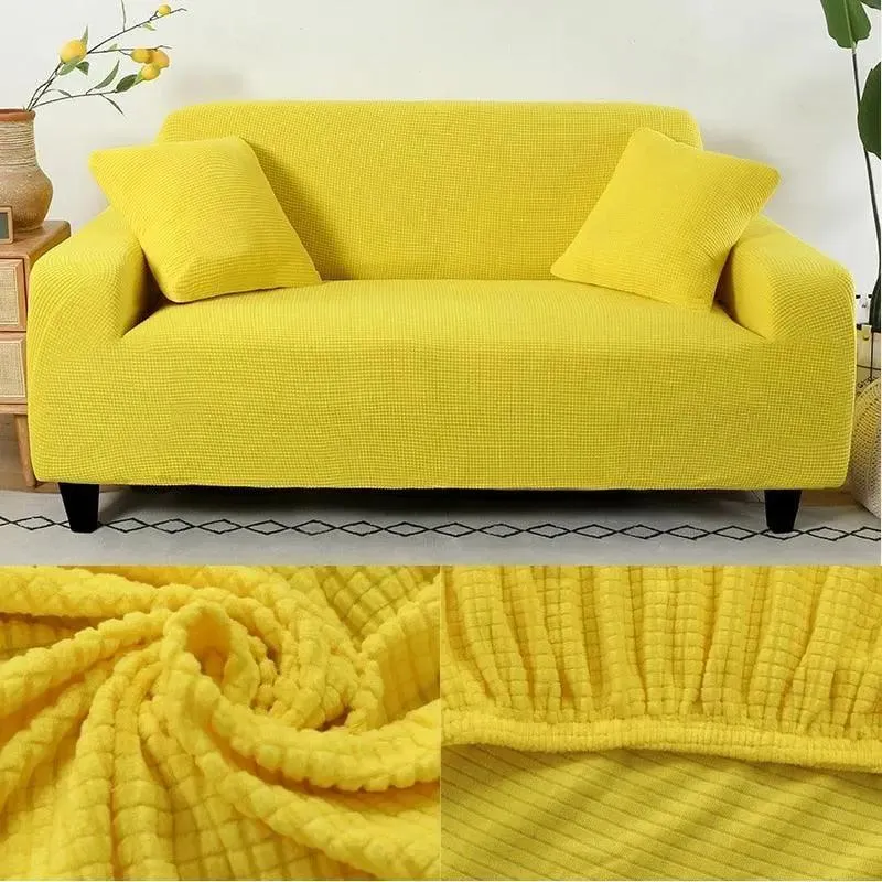 Microfibre Jaune - Housse de Canapé Extensible