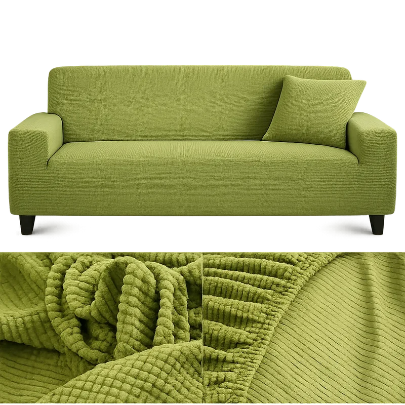Microfibre Vert Pomme - Housse de Canapé Extensible