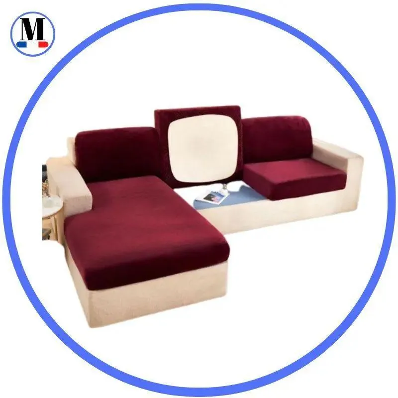 Housse Coussin D'assise & Dossier - Velours Rouge Vin