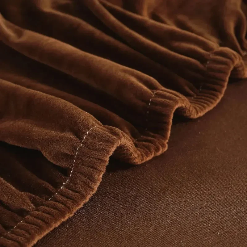 Housse de Canapé d’Angle Velours Marron