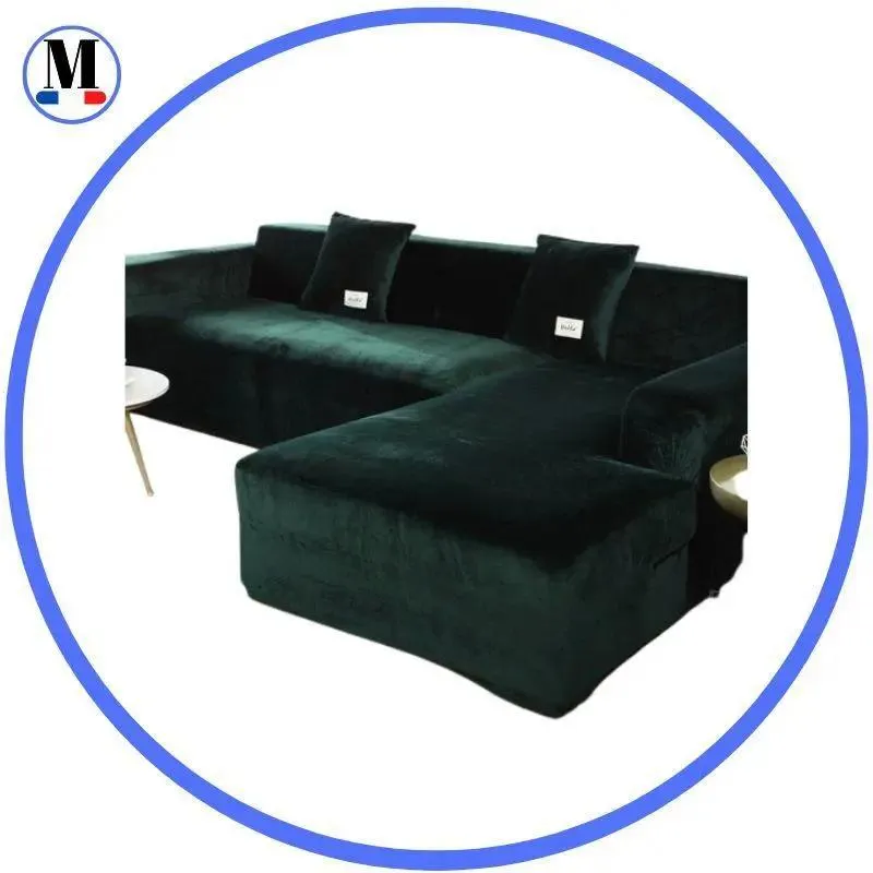 Housse de Canapé d’Angle Velours Vert