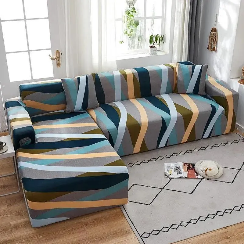 Motif Majya - Housse de Canapé d’Angle Extensible