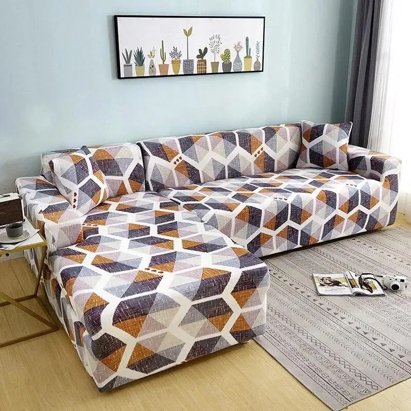 Motif Labr - Housse de Canapé d’Angle Extensible
