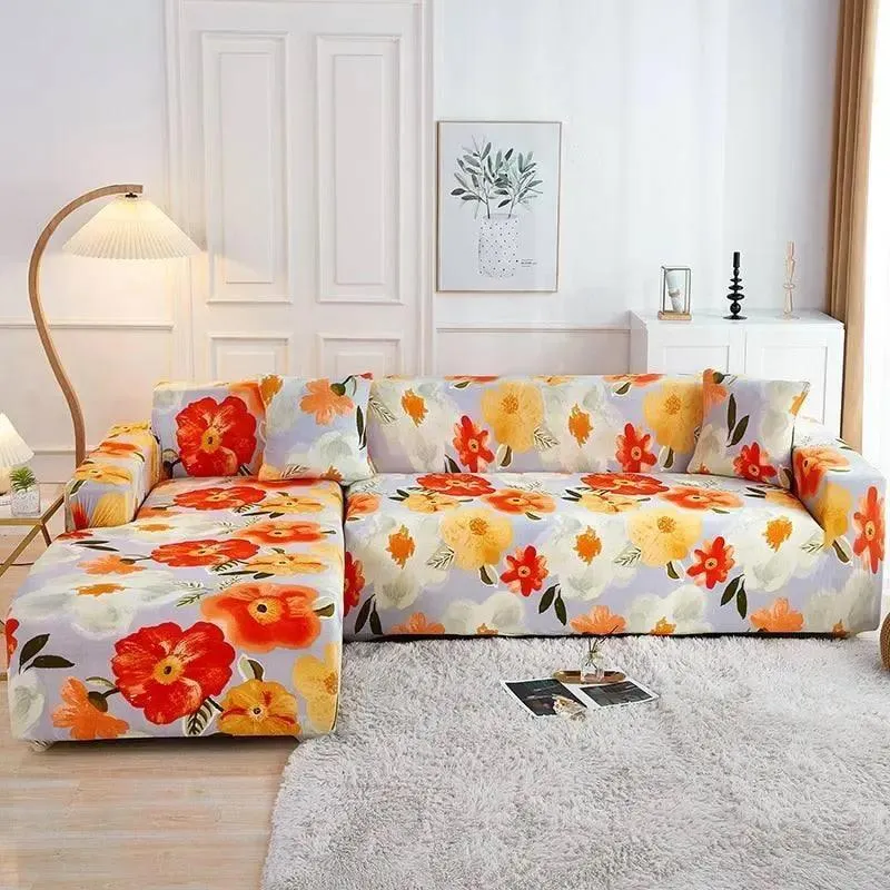 Motif Coquelice - Housse de Canapé d’Angle Extensible