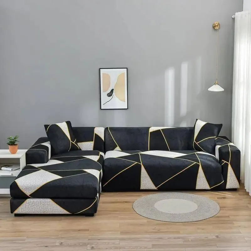 Motif Blouset - Housse de Canapé d’Angle Extensible