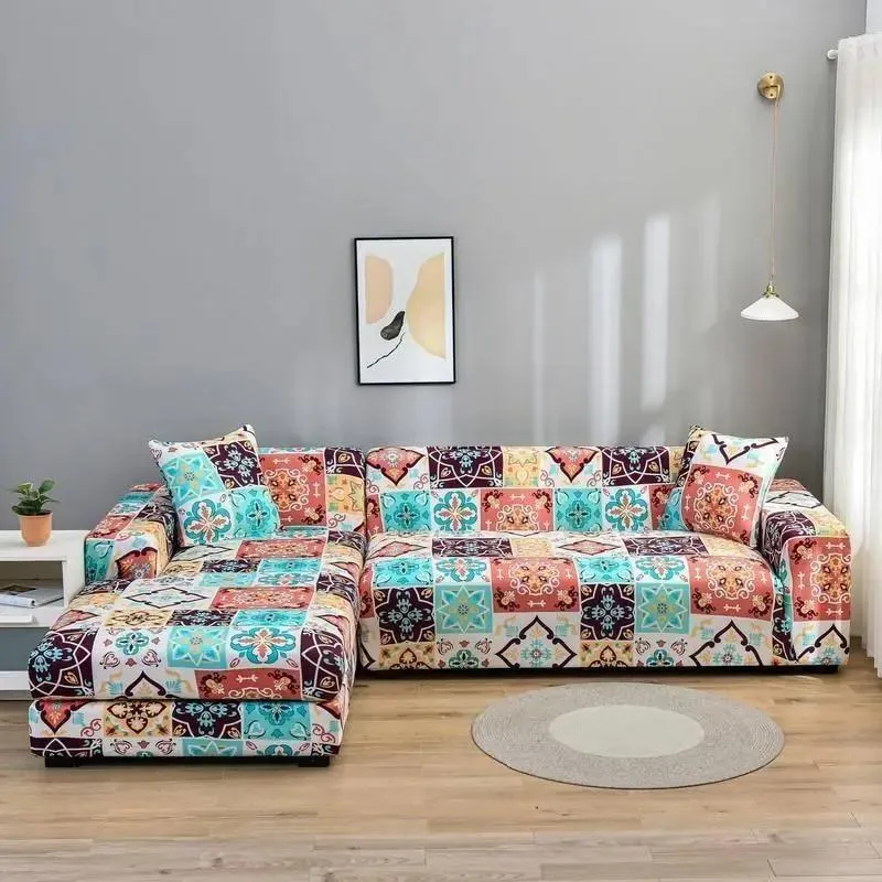 Motif Mosaïque - Housse de Canapé d’Angle Extensible