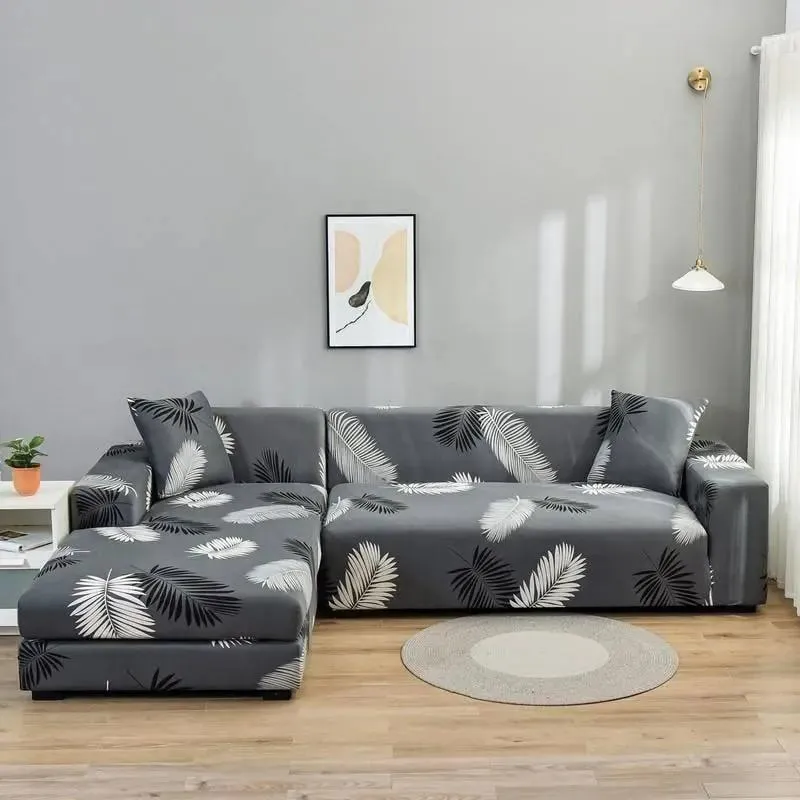 Motif Palmyre - Housse de Canapé d’Angle Extensible