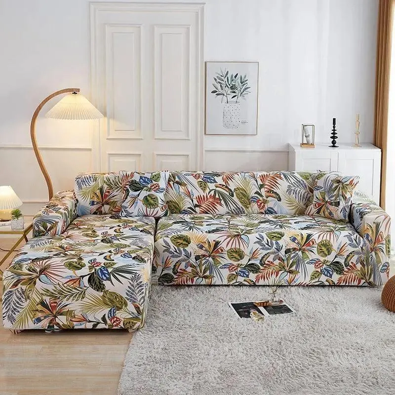 Motif Palmi - Housse de Canapé d’Angle Extensible