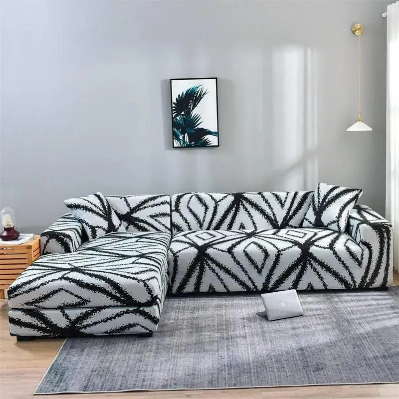 Motif Racine - Housse de Canapé d’Angle Extensible