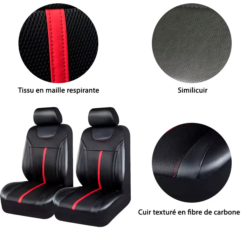 Housse De Siège Auto Universelle Noir et Rouge