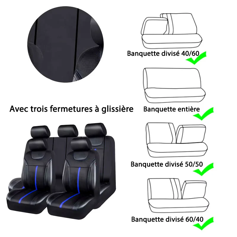 Housse De Siège Auto Universelle Noir et Rouge