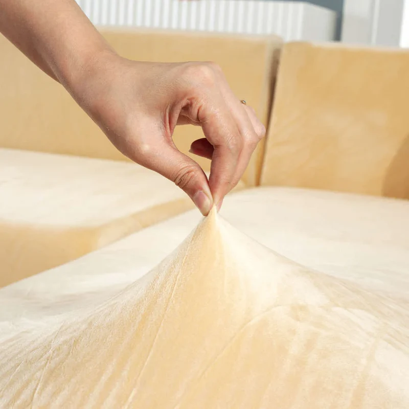 Velours Beige - Housse de Canapé Extensible