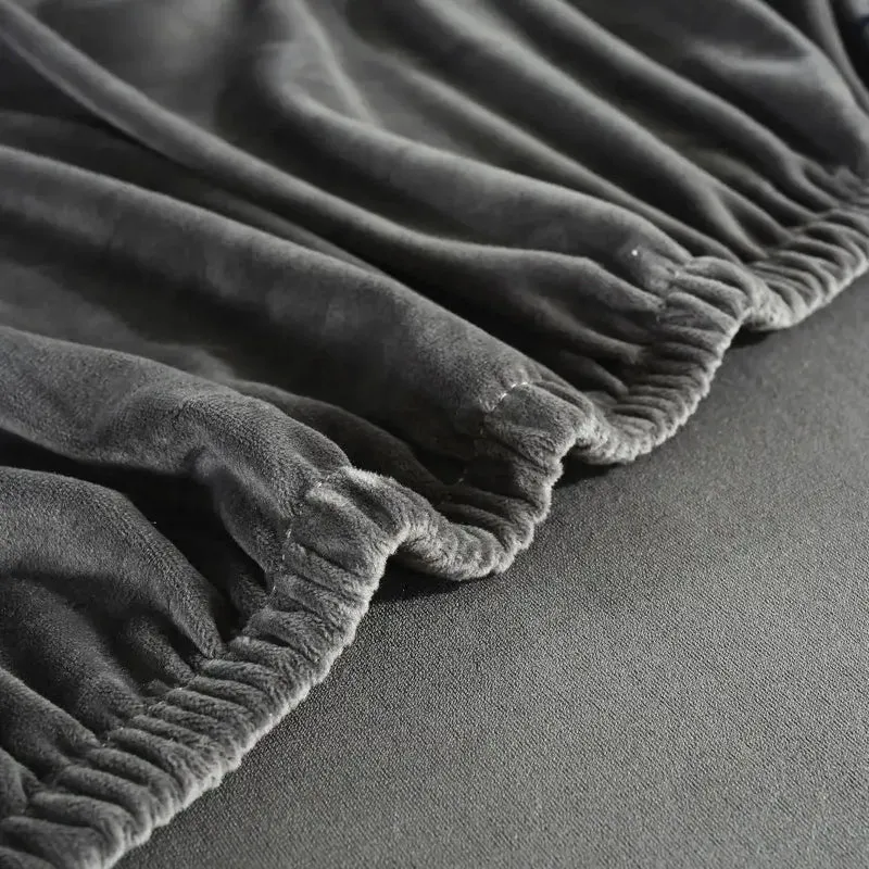Housse de Canapé d’Angle Velours Gris