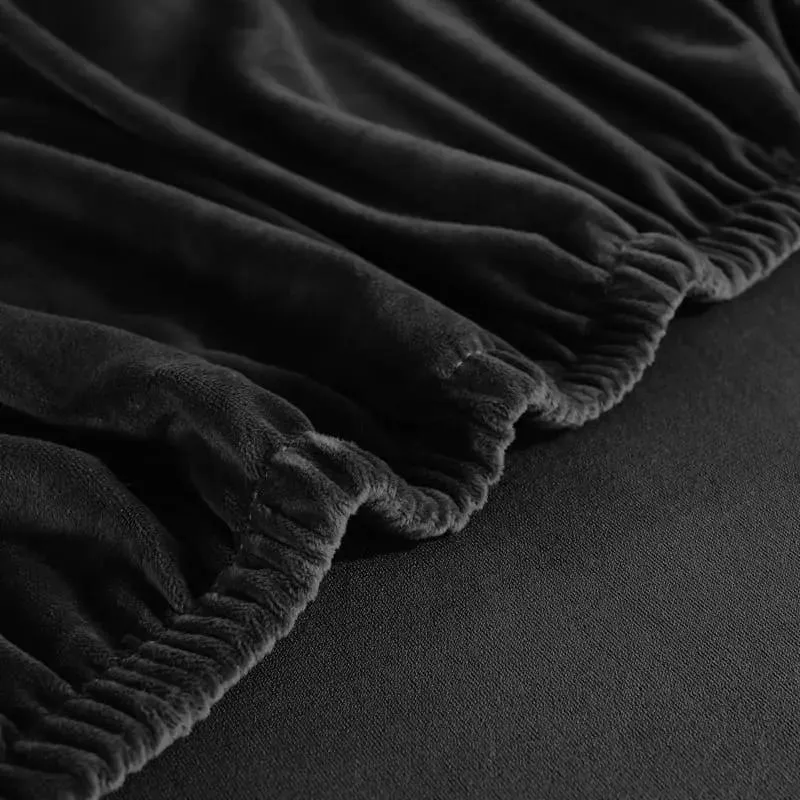 Housse de Canapé d’Angle Velours Noir