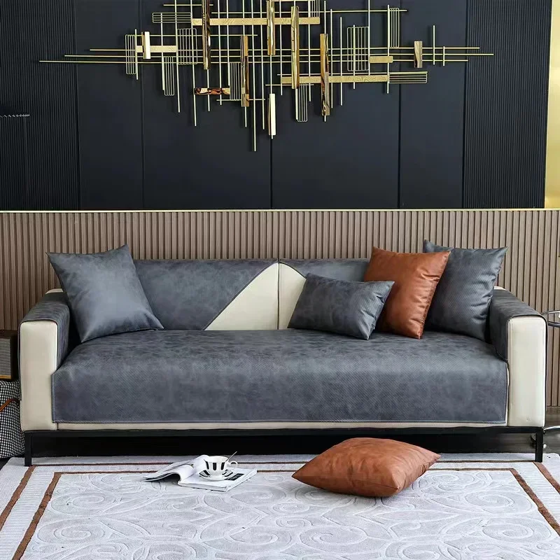 Protège Canapé En Pu Cuir Gris Anthracite