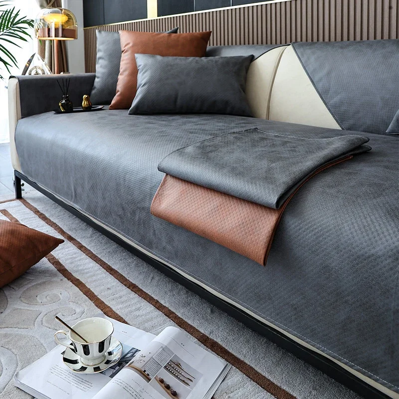 Protège Canapé En Pu Cuir Gris Anthracite