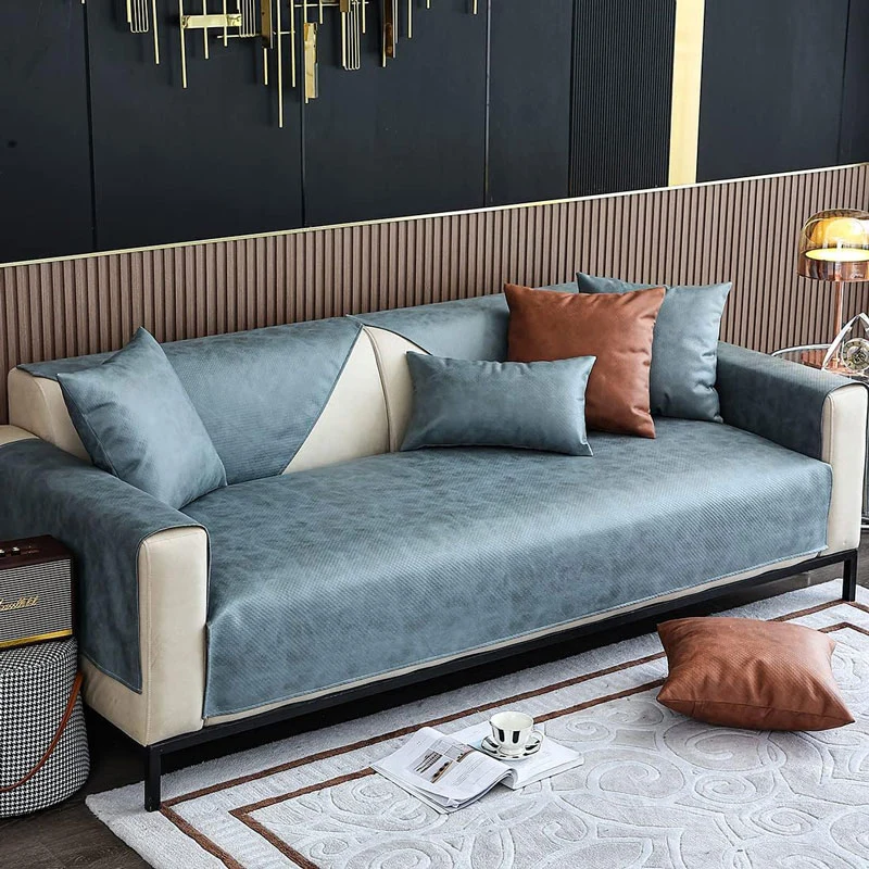 Housse Pour Assise De Canapé En Pu Cuir Bleu Pétrole