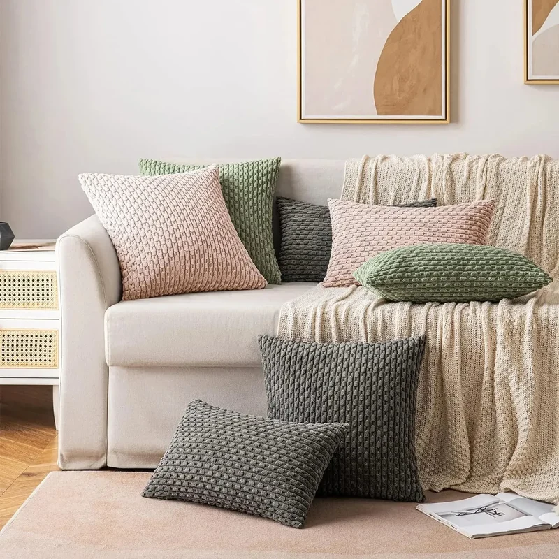 Housse de Coussin Velours Côtelé STRIPEO