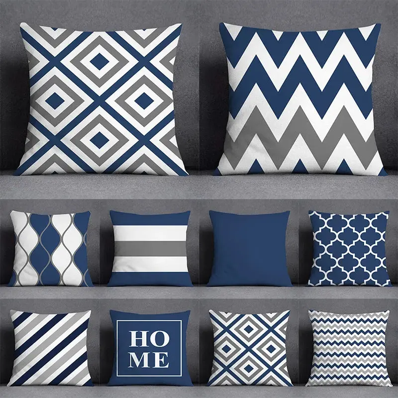 Taie d'Oreiller Géométrique Polyester BLUENO