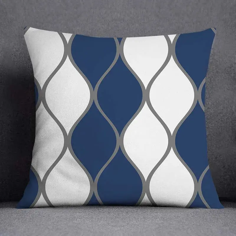 Taie d'Oreiller Géométrique Polyester BLUENO