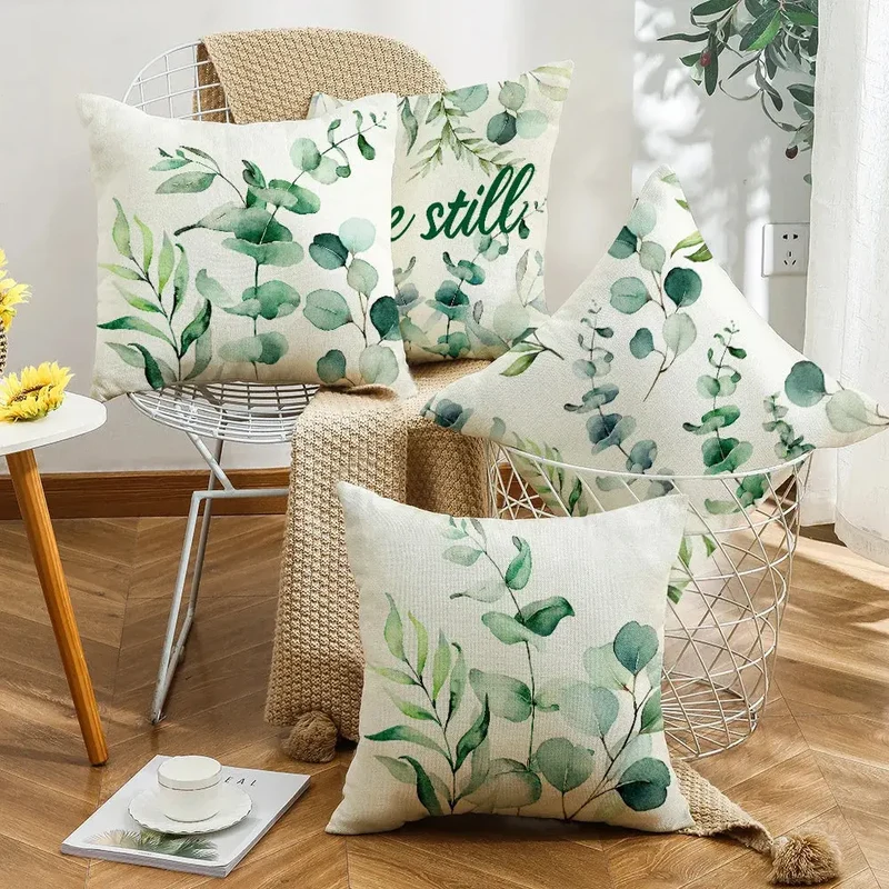 Taie d'Oreiller Polyester Imprimée Eucalypto