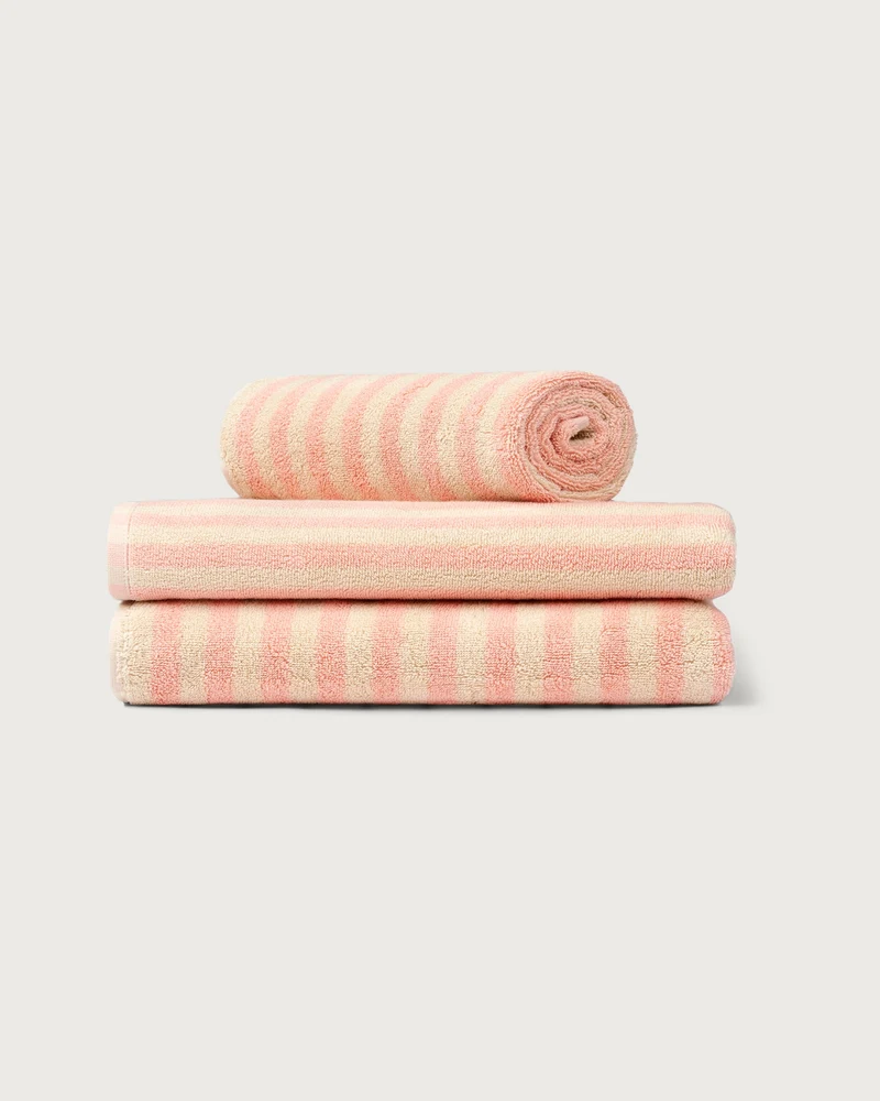 Naram badelagen 100×150 cm i økologisk bomuld, tropical & creme – Bongusta