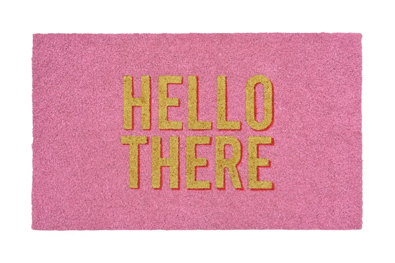 "Hello there" pink med glimmer-bogstaver, dørmåtte - GiftCompany