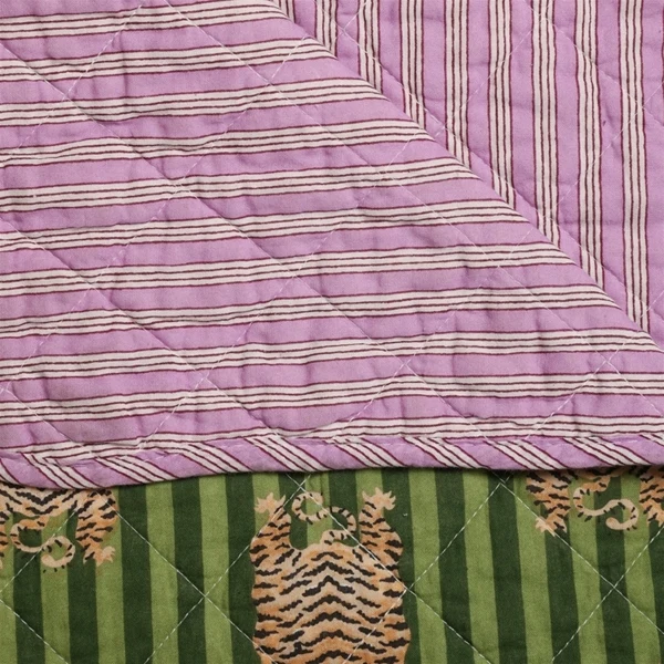 Quilt Ethnic plaid i bomuld, tiger grøn/lilla – EJA