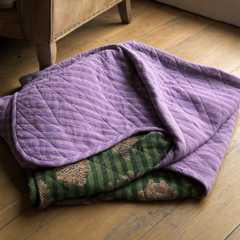 Quilt Ethnic plaid i bomuld, tiger grøn/lilla – EJA