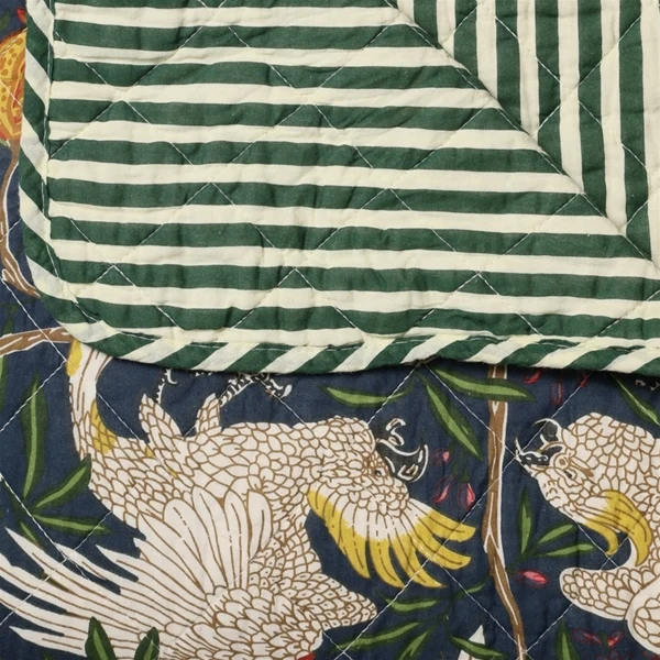 Plaid, Quilt Ethnic - fugl/blå og grøn