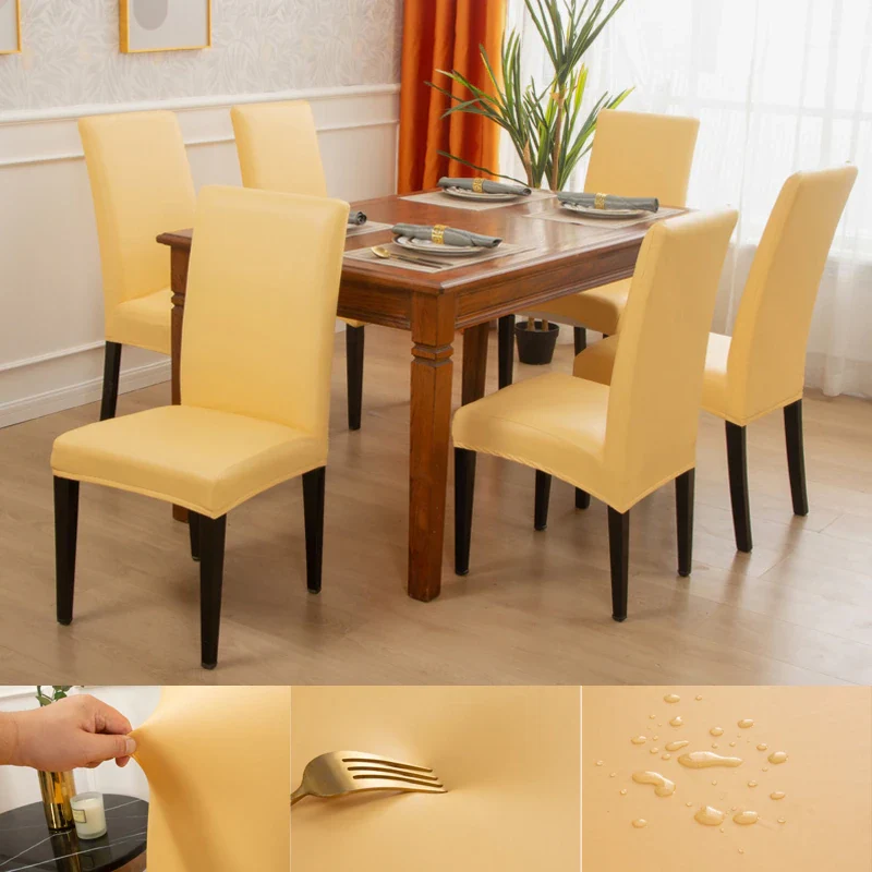 Housse de Chaise PU Cuir Jaune