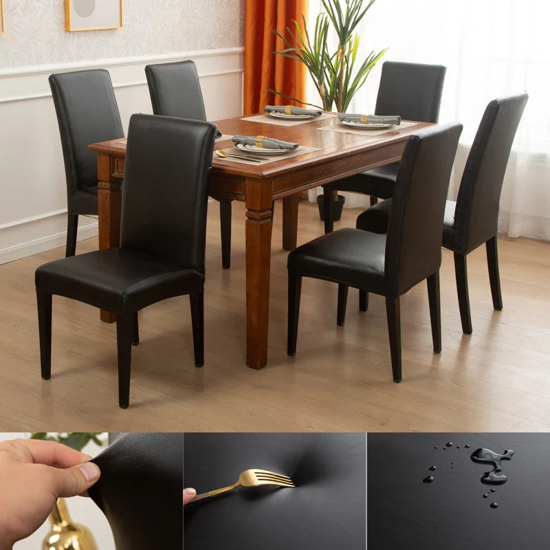 Housse de Chaise PU Cuir Noir