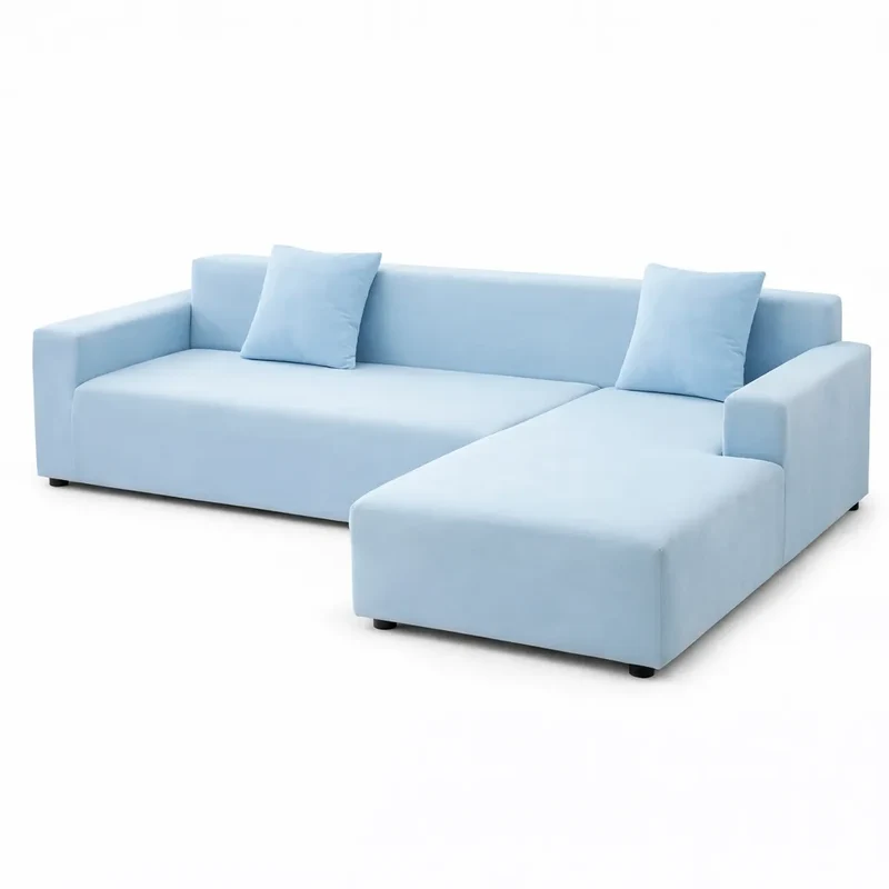 Housse de Canapé d’Angle Bleu Clair