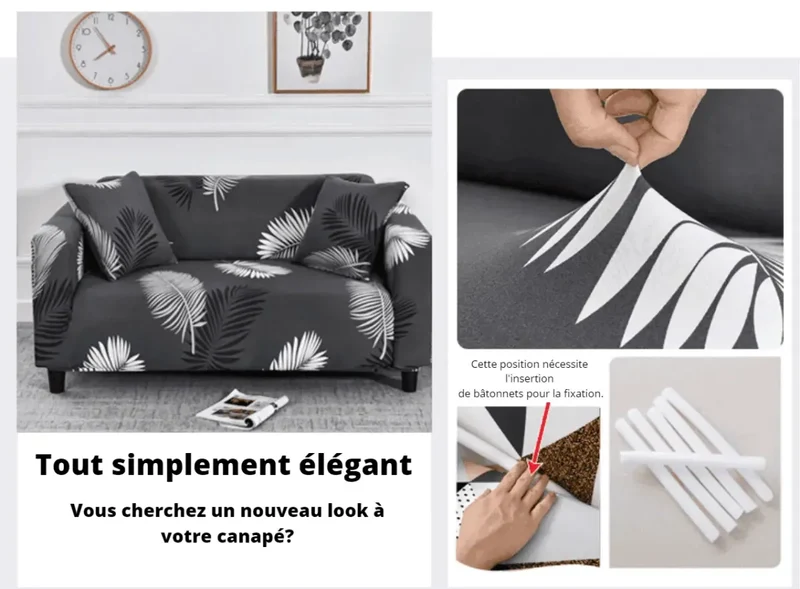 Motif Lonic - Housse de Canapé d’Angle Extensible