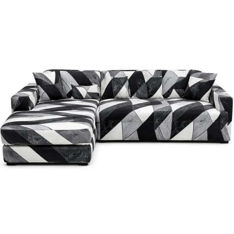 Motif Ruber - Housse de Canapé d’Angle Extensible