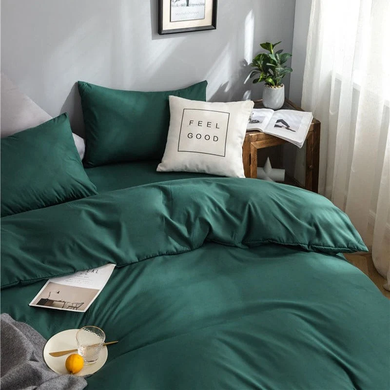 Vert - Drap housse / Housse de couette / 2 taies d'oreiller
