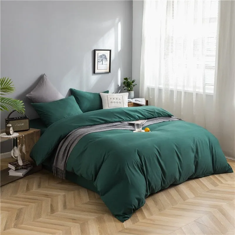 Vert - Drap housse / Housse de couette / 2 taies d'oreiller