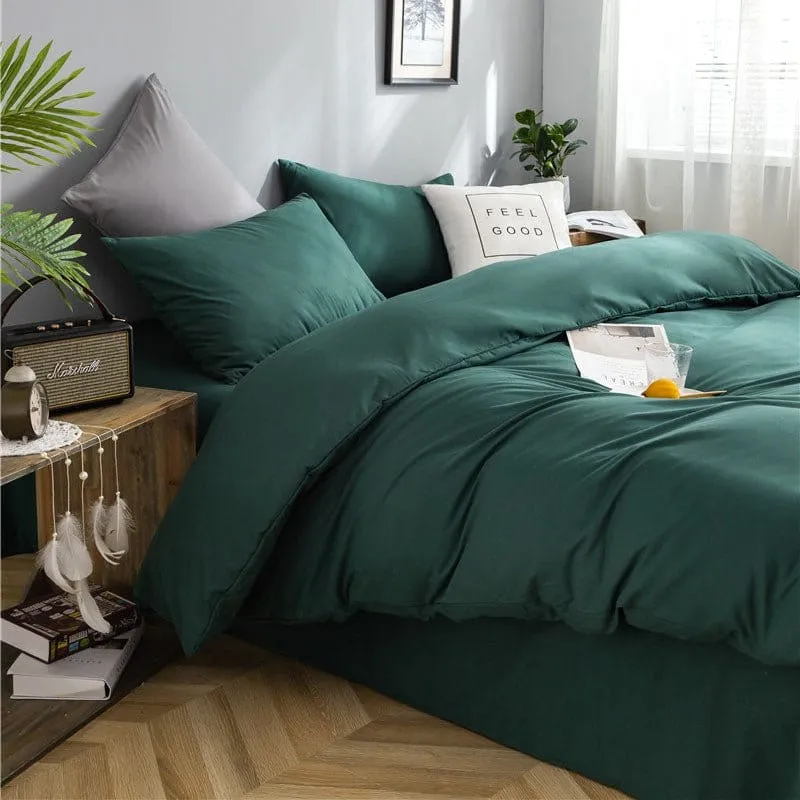 Vert - Drap housse / Housse de couette / 2 taies d'oreiller