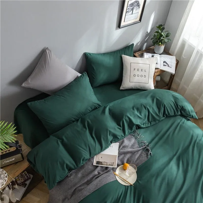 Vert - Drap housse / Housse de couette / 2 taies d'oreiller