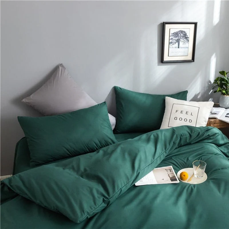 Vert - Drap housse / Housse de couette / 2 taies d'oreiller