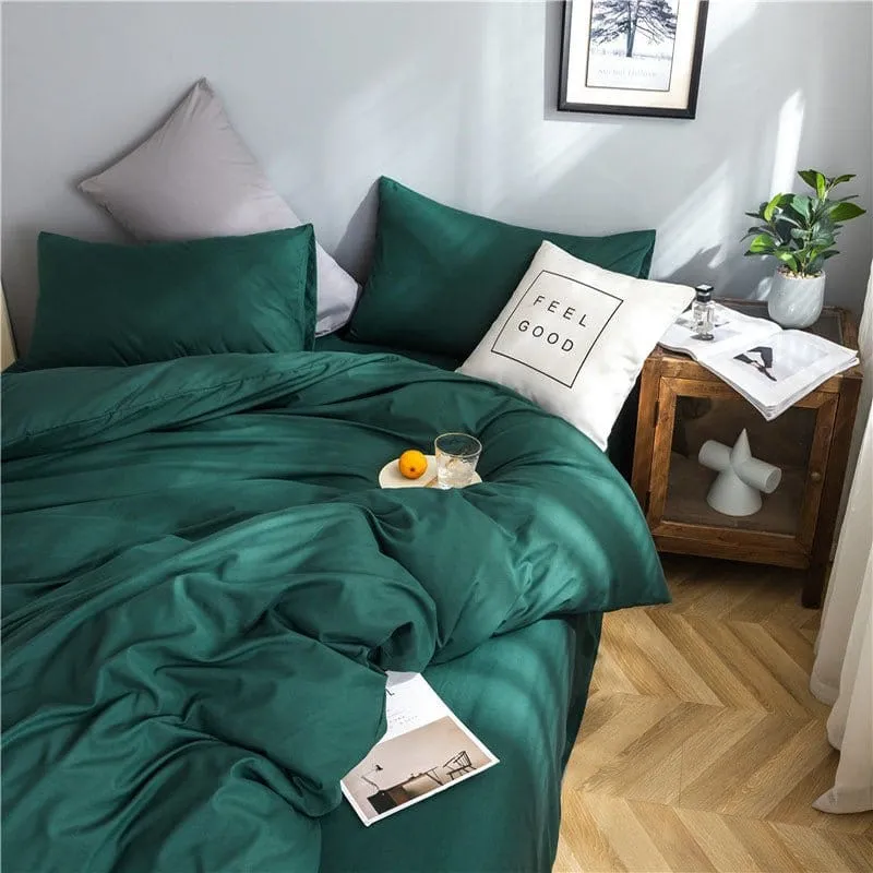 Vert - Drap housse / Housse de couette / 2 taies d'oreiller