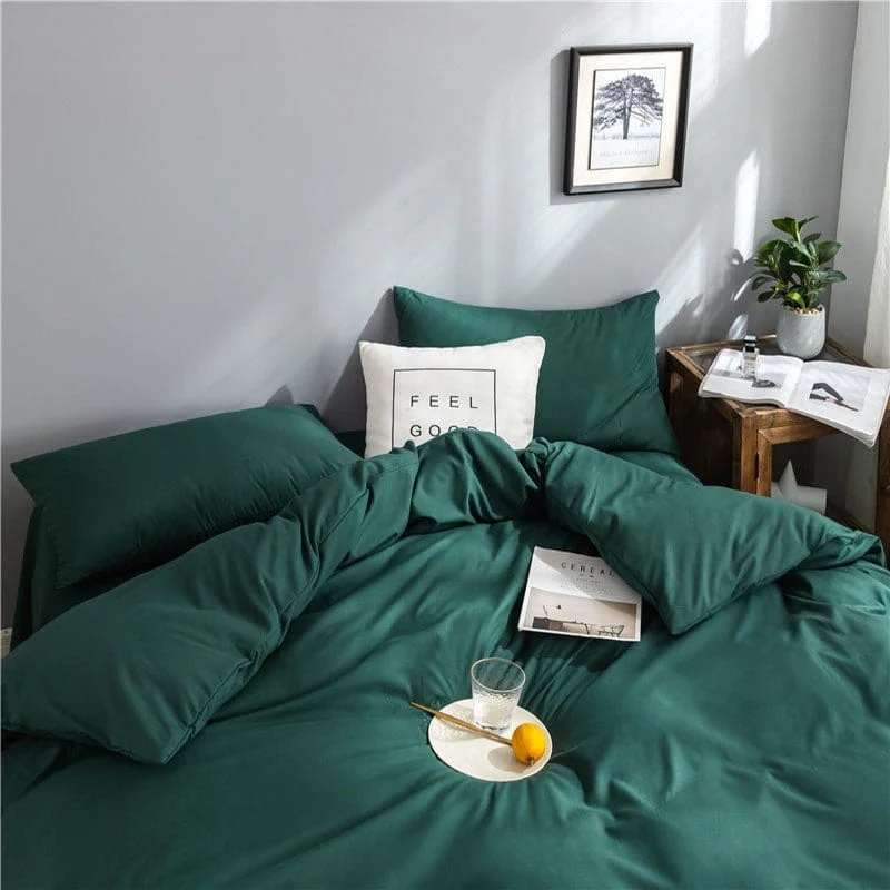 Vert - Drap housse / Housse de couette / 2 taies d'oreiller