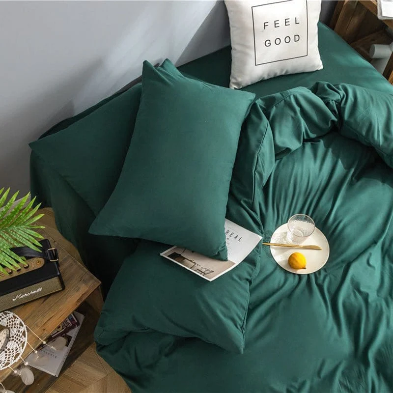 Vert - Drap housse / Housse de couette / 2 taies d'oreiller