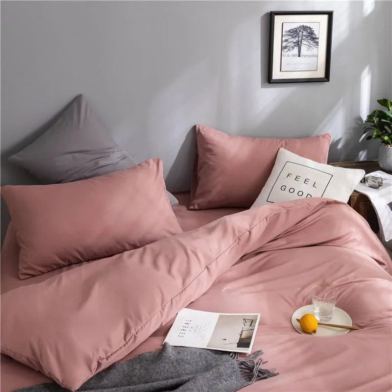 Rose pêche - Drap housse / Housse de couette / 2 taies d'oreiller