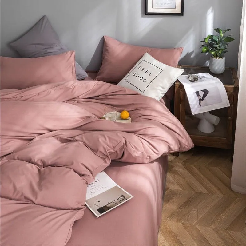 Rose pêche - Drap housse / Housse de couette / 2 taies d'oreiller