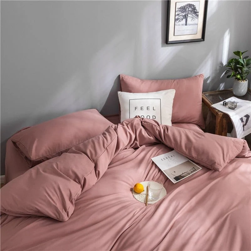 Rose pêche - Drap housse / Housse de couette / 2 taies d'oreiller