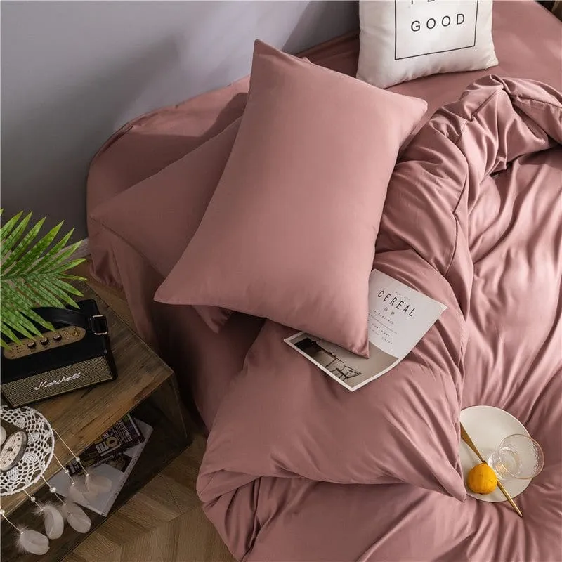 Rose pêche - Drap housse / Housse de couette / 2 taies d'oreiller