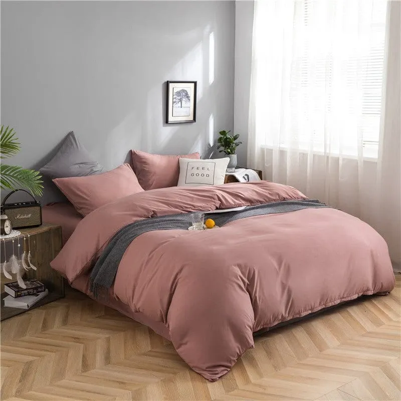 Rose pêche - Drap housse / Housse de couette / 2 taies d'oreiller