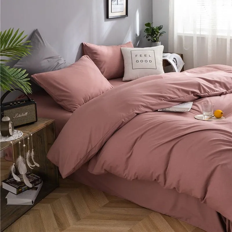 Rose pêche - Drap housse / Housse de couette / 2 taies d'oreiller