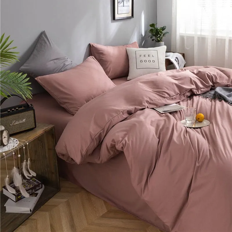Rose pêche - Drap housse / Housse de couette / 2 taies d'oreiller